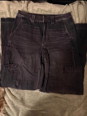 American Eagle Outfitters Black Washed Cargo Pants